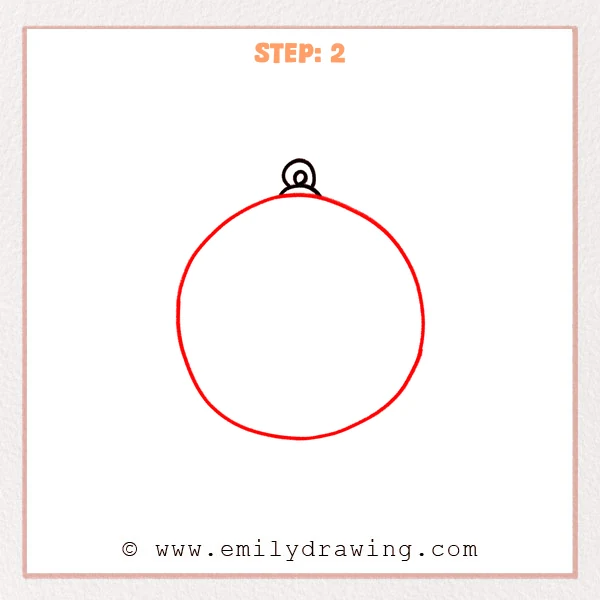 how to draw a disco ball - A disco ball sketch with a small top loop and a large smooth circle forming the main hanging ball.